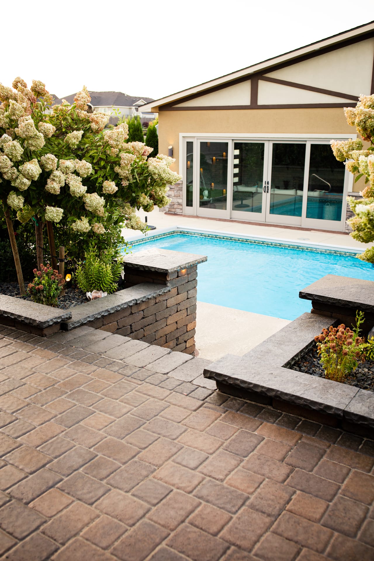 Finished paver patio and outdoor living area at the Robison residence